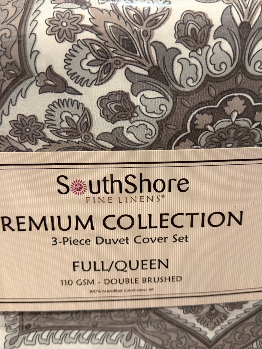 Premium Collection Gray Floral Duvet Cover Set - Full/Queen